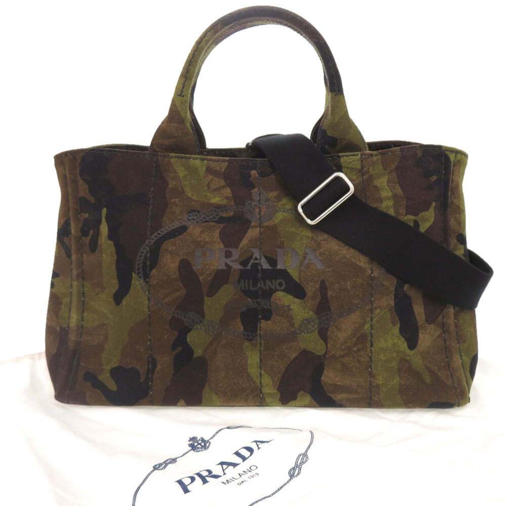 PRADA Silver Canvas Shoulder Bag - Picture 2 of 10